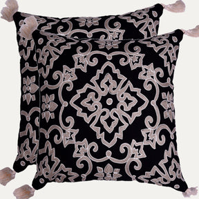Black and Beige Throw Pillow Covers - Set of 2 and 4, 18 x 18 inches - Decozen