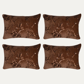 Set of brown throw pillow covers by CU6509-35-4, 14 x 20 inches, in a stylish fabric for decorative sofa or bed accents.