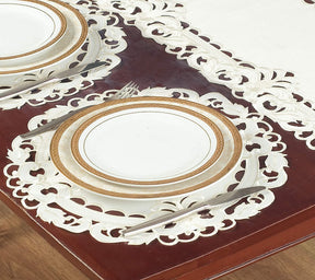 Light Beige Round Linen Placemat Doilies - The Damarcus Collection - Decozen
