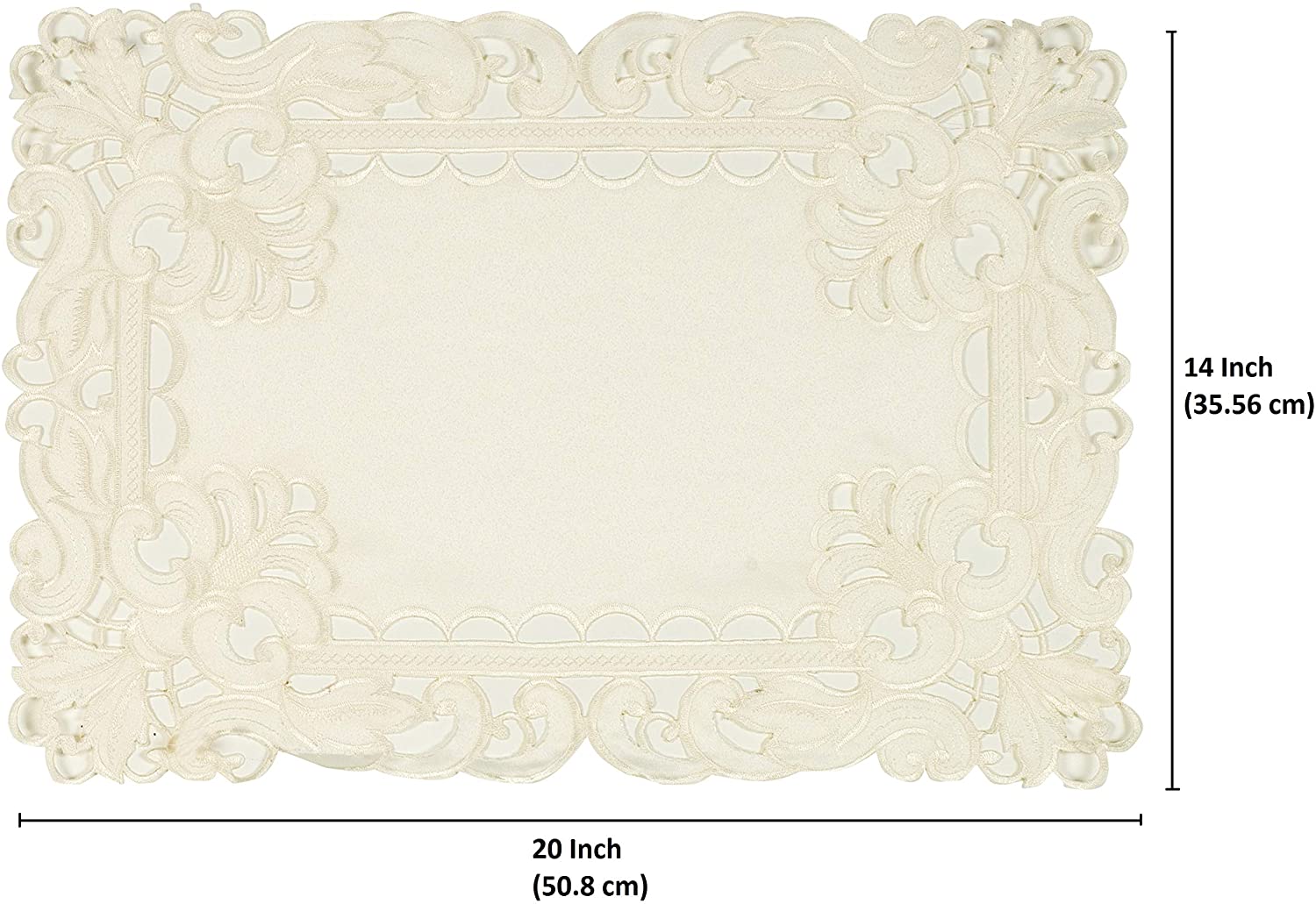 Set of six linen placemats with elegant European embroidery from The Damarcus Collection, perfect for sophisticated table settings.