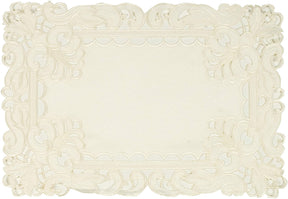 Set of six linen placemats with elegant European embroidery from the Damarcus Collection, crafted by F308-PM for stylish table settings.