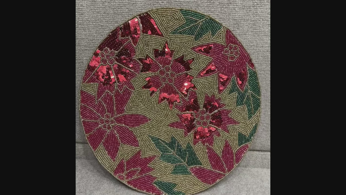 The Poinsettia Beaded Placemats - Set of 2