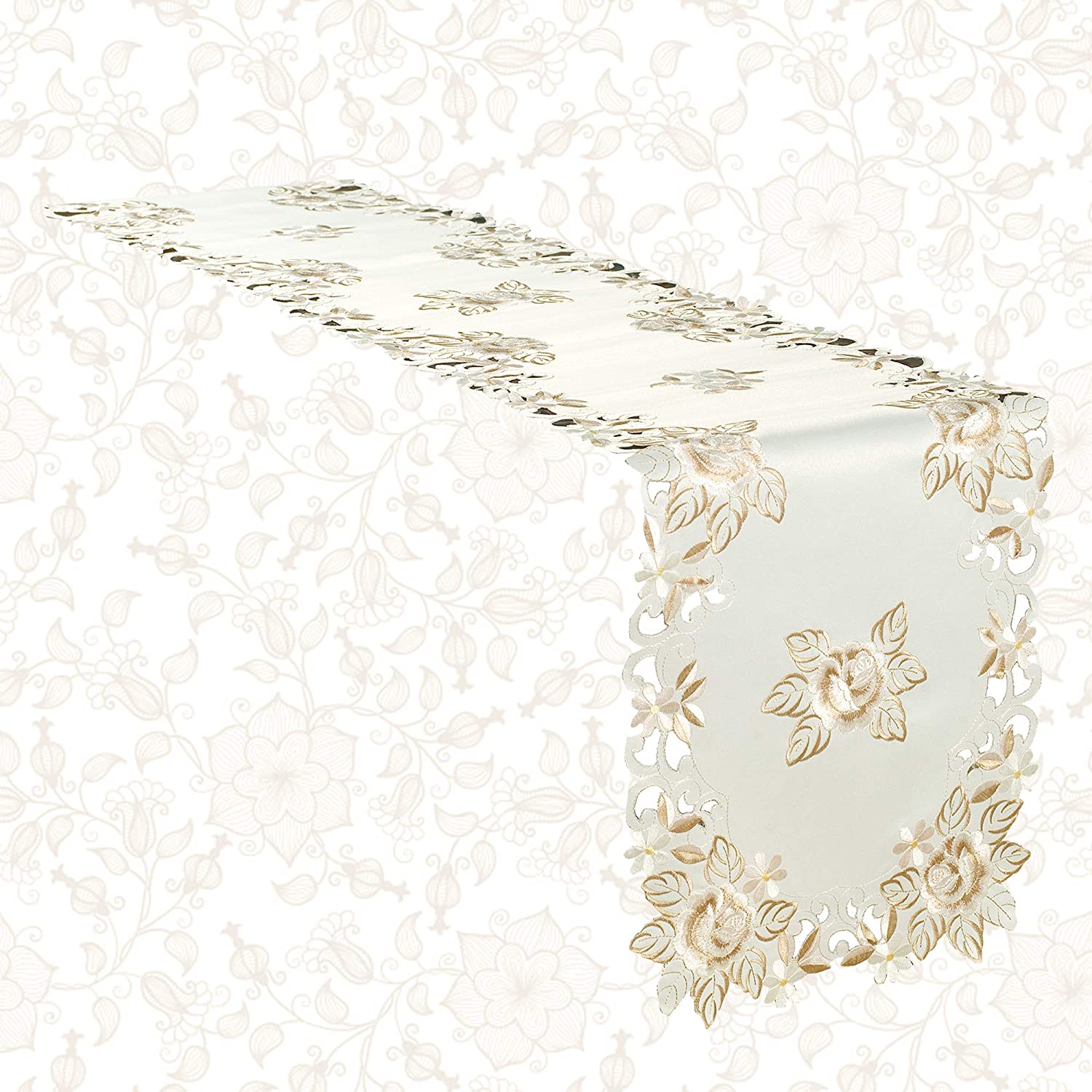Table Runner with European Embroidery - The Dayse Collection - Decozen