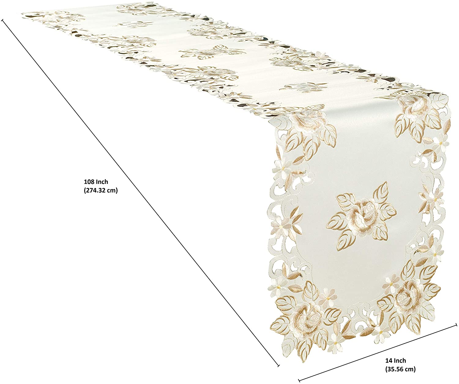 Table Runner with European Embroidery - The Dayse Collection - Decozen