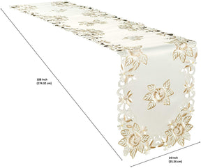 Table Runner with European Embroidery - The Dayse Collection - Decozen