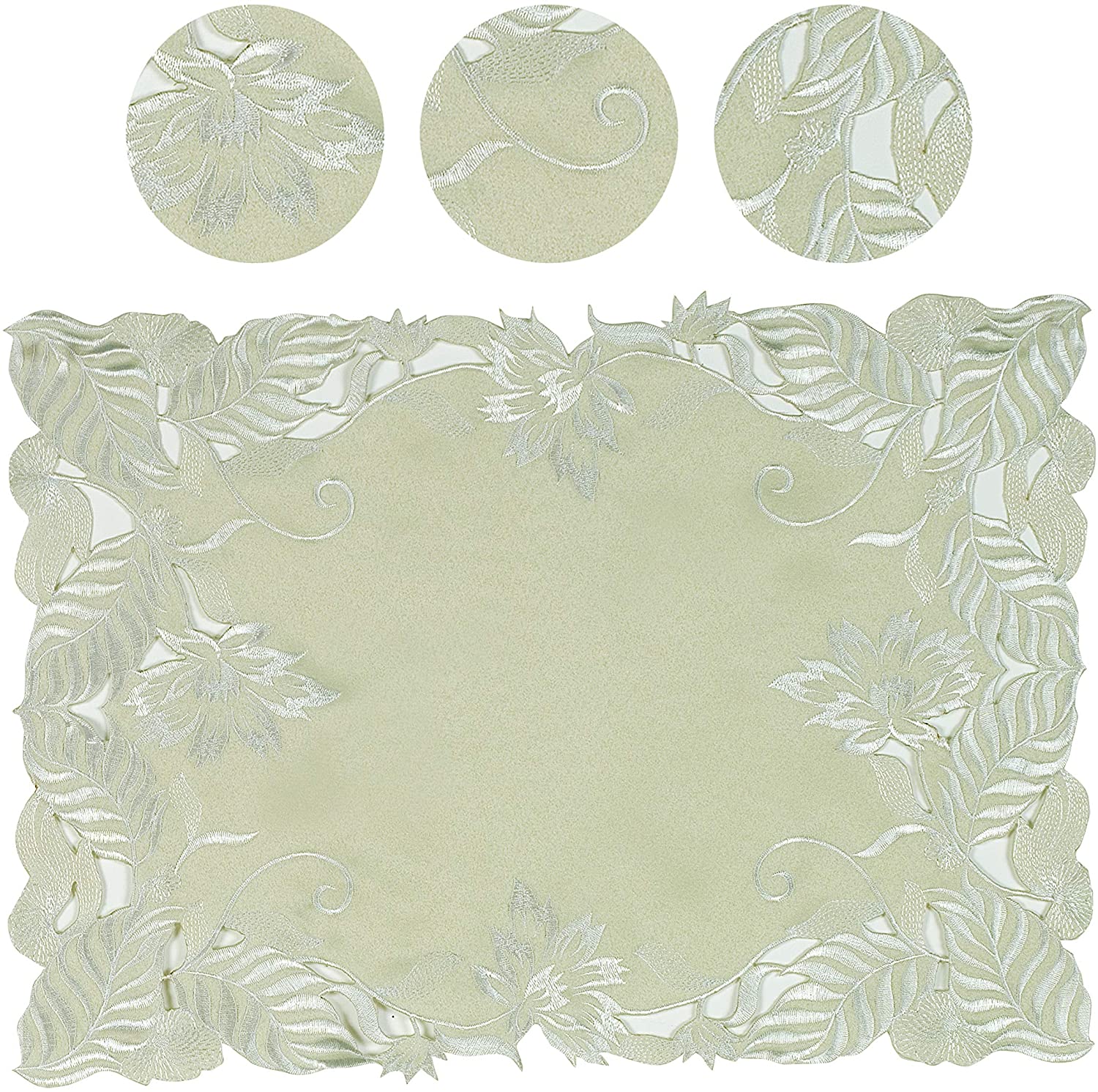 Linen table runner with intricate European embroidery, decorative table decor, by FL3153-RN linen runners collection.