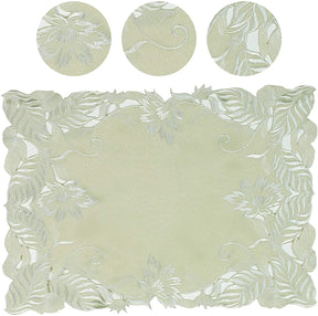 Linen table runner with intricate European embroidery, decorative table decor, by FL3153-RN linen runners collection.