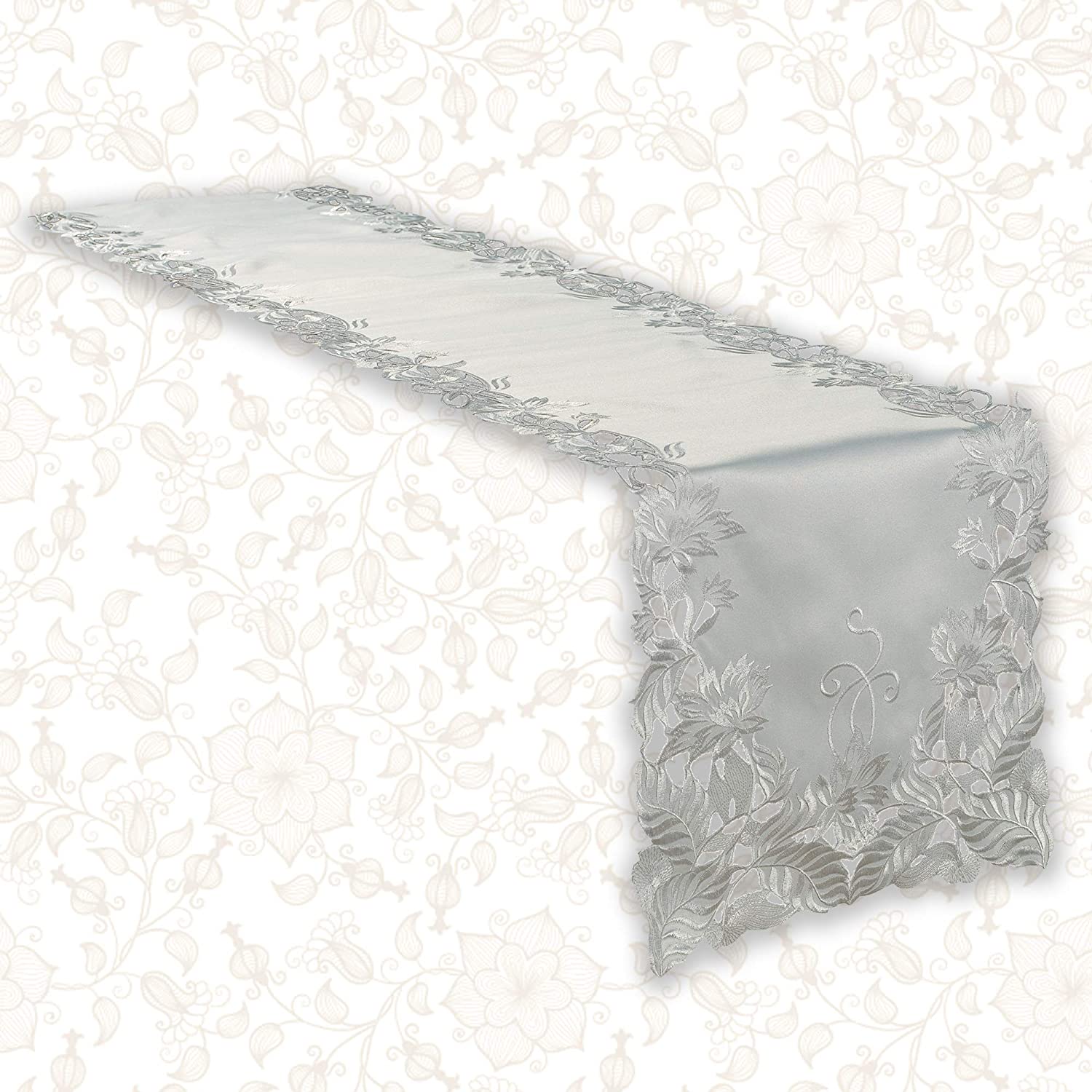 Table Runner with European Embroidery - The Corda Collection - Decozen