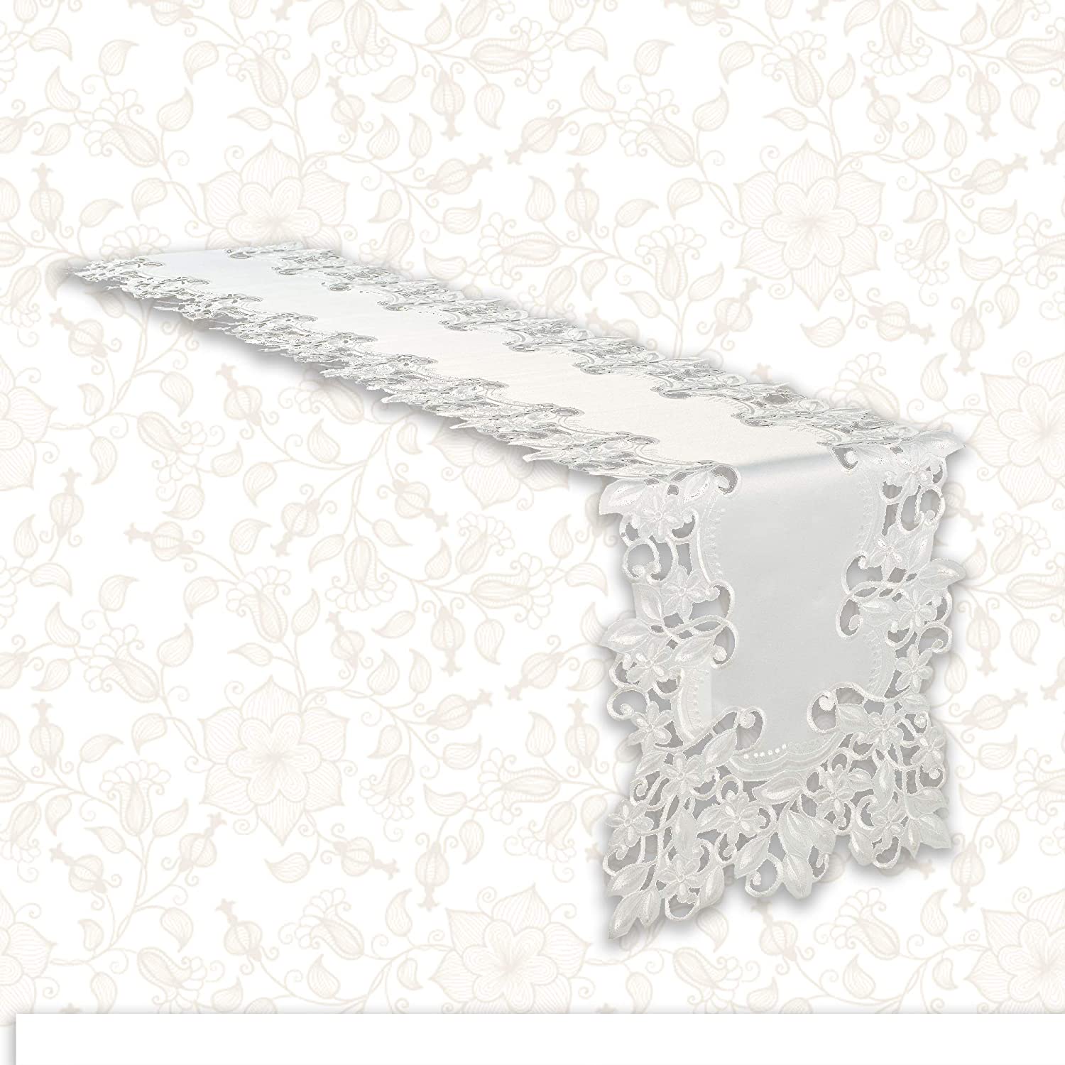 Table Runner with European Embroidery - The Darvin Collection - Decozen