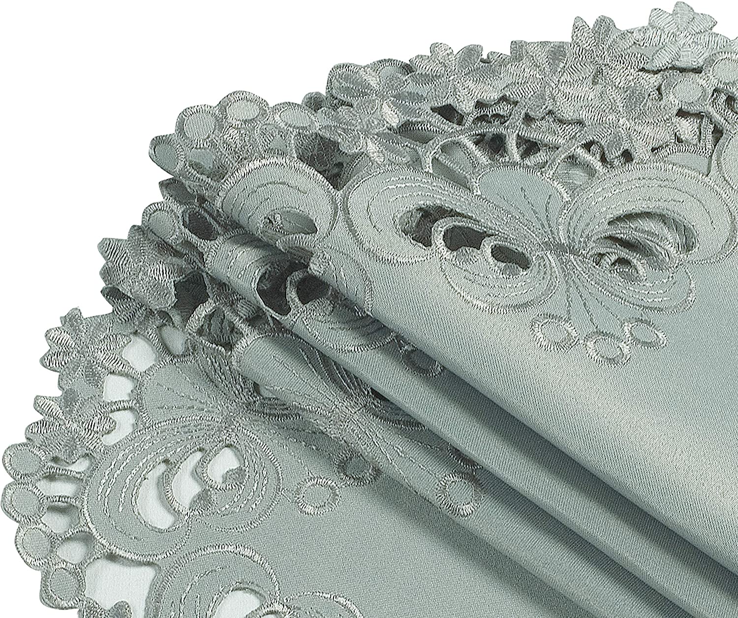 Gray Round Linen Placemat Doilies - The Creola Collection - Decozen