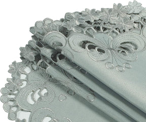 Gray Round Linen Placemat Doilies - The Creola Collection - Decozen