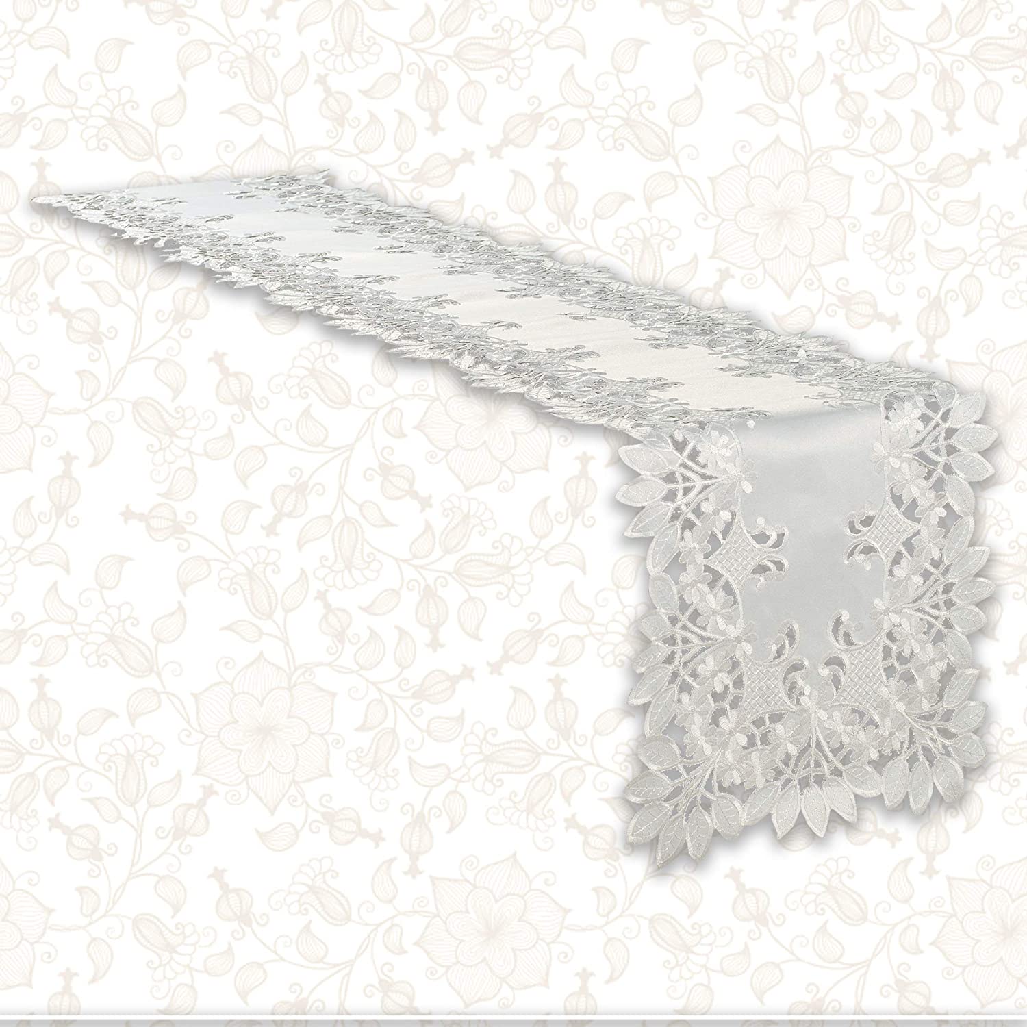 Table Runner with European Embroidery - The Deandra Collection - Decozen