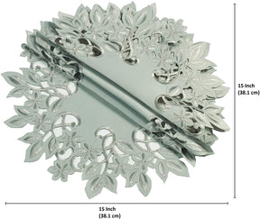 Round Linen Placemat Doilies - Set of 4 - Decozen