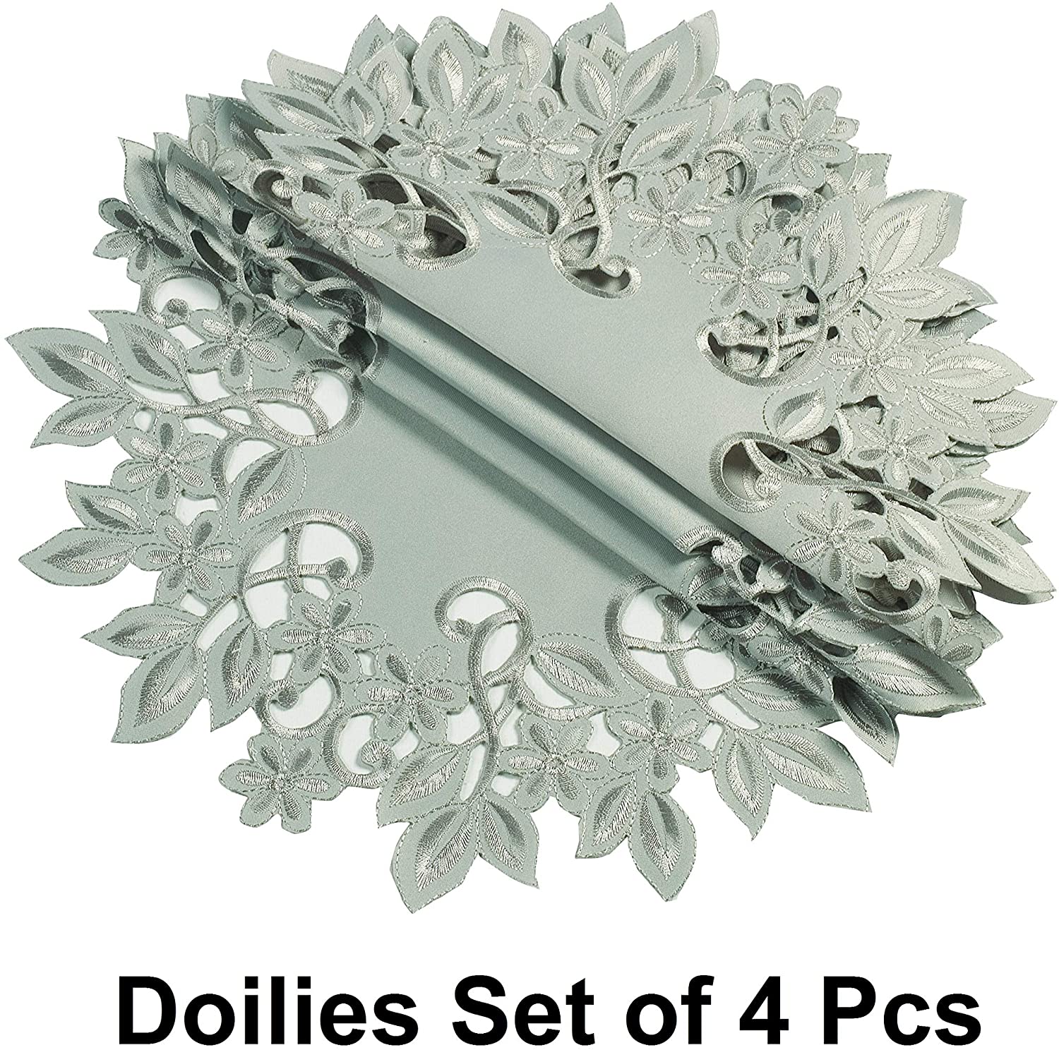 Round Linen Placemat Doilies - Set of 4 - Decozen