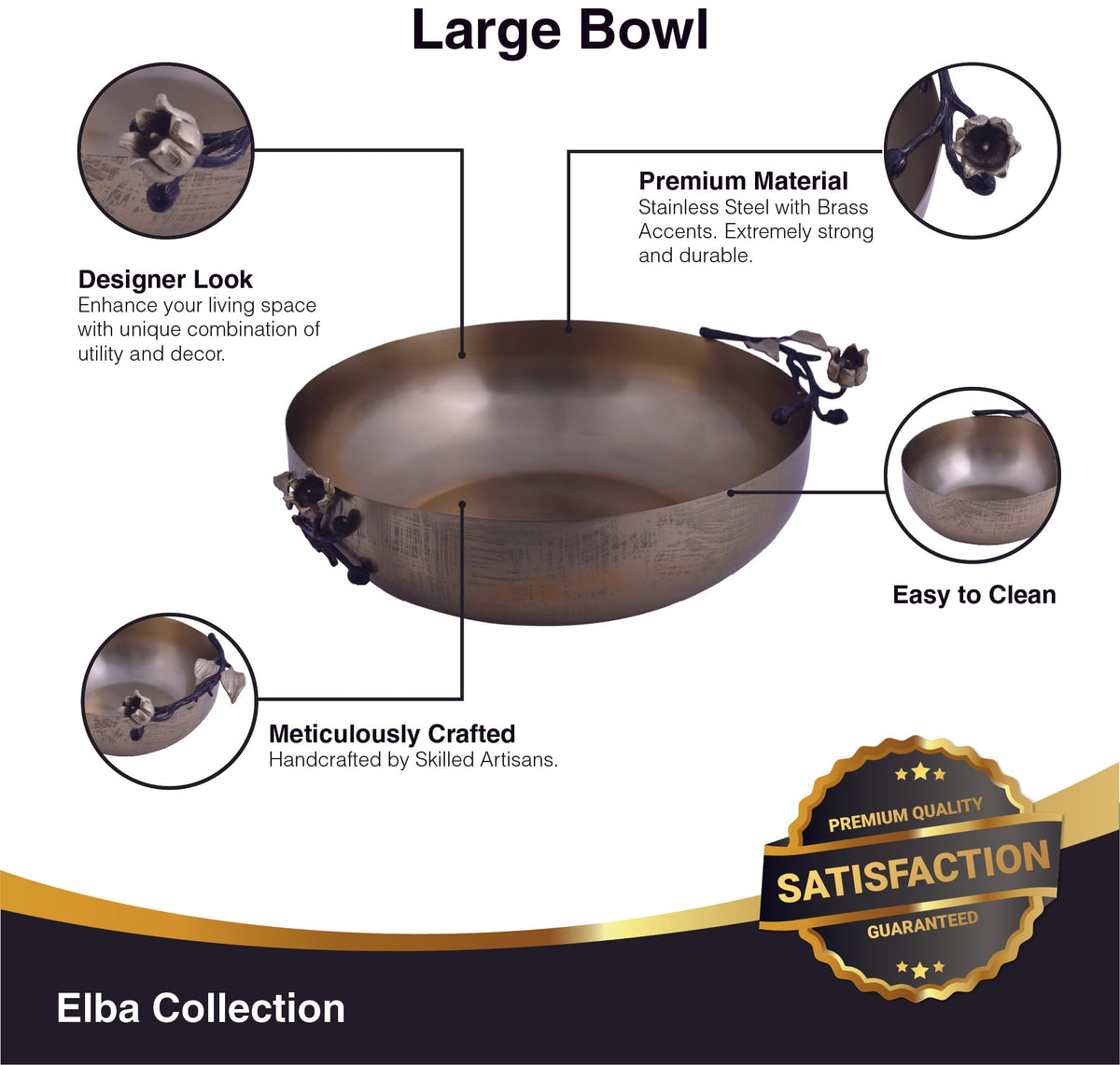 Gold serving bowls from KD-Bowls-827B, small and large kitchen décor bowls with elegant gold finish, ideal for hosting and decoration.