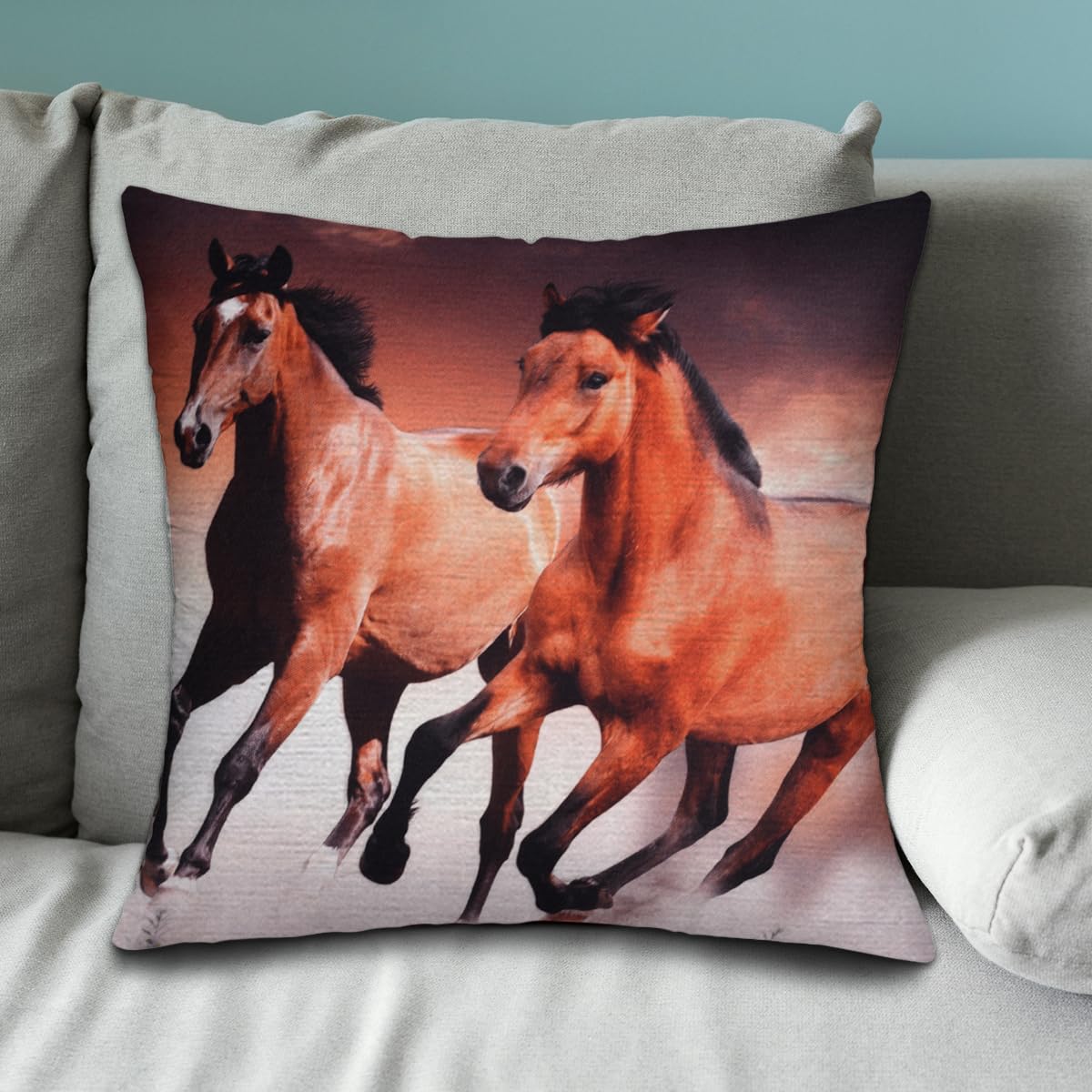 Horse Printed Design Throw Pillow Covers - Decozen