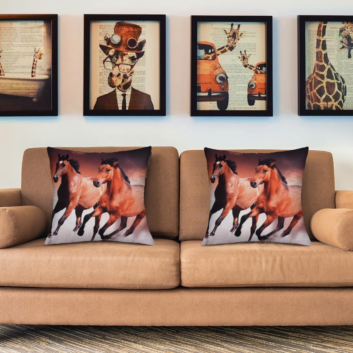 Horse Printed Design Throw Pillow Covers - Decozen