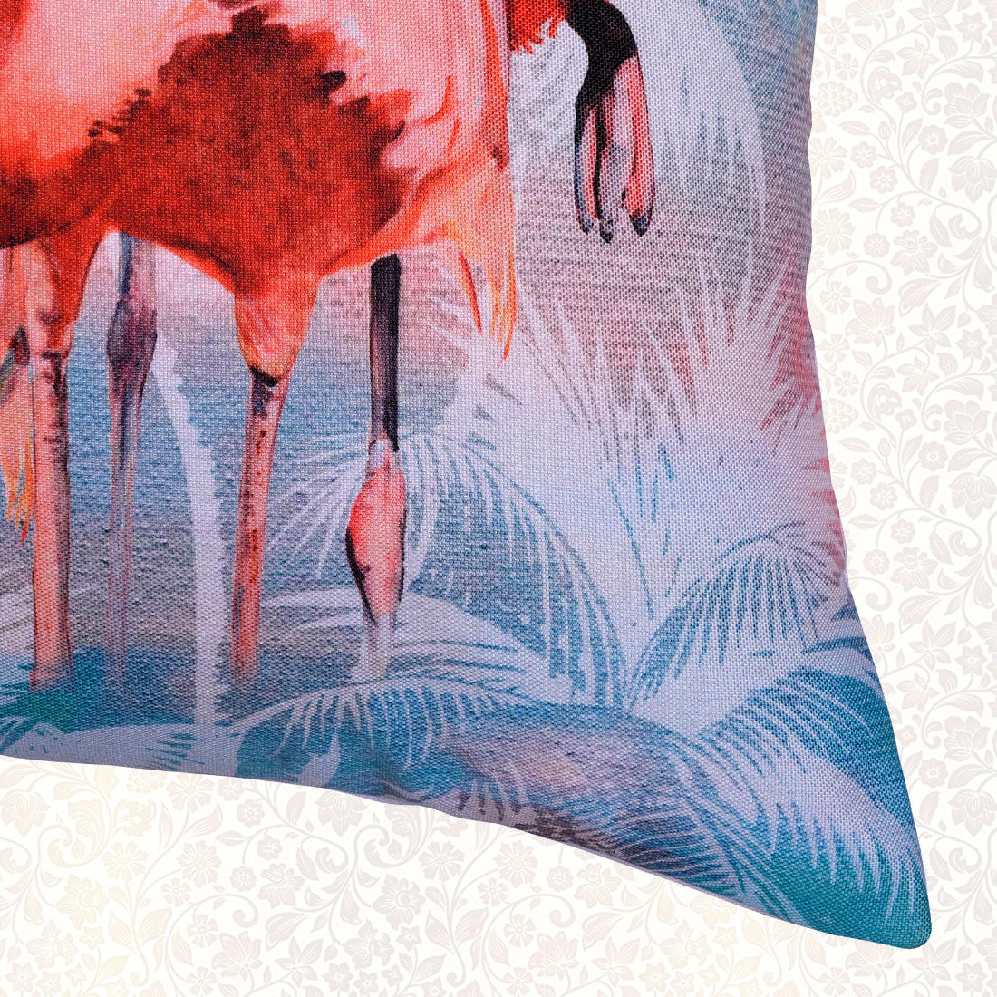 Set of four flamingo printed throw pillow covers, 18x18 inches, by LD20180010168-4, featuring vibrant tropical flamingo designs.