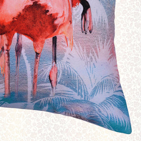 Set of four flamingo printed throw pillow covers, 18x18 inches, by LD20180010168-4, featuring vibrant tropical flamingo designs.