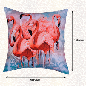 Set of four flamingo printed throw pillow covers, 18x18 inches, by LD20180010168-4, featuring vibrant flamingo designs.
