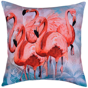 Set of four LD20180010168-4 flamingo printed throw pillow covers, 18x18 inches, featuring colorful flamingo designs.