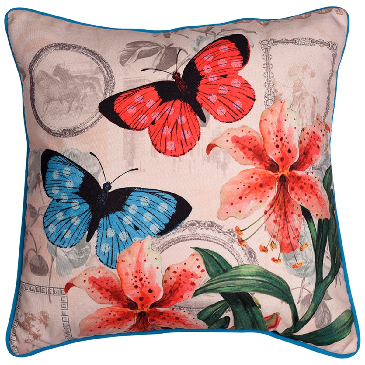 Butterflies printed design throw pillow cover, decorative cushion cover with colorful butterfly pattern, perfect for home decor.