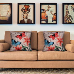 Butterflies Printed Design Throw Pillow Covers - Decozen