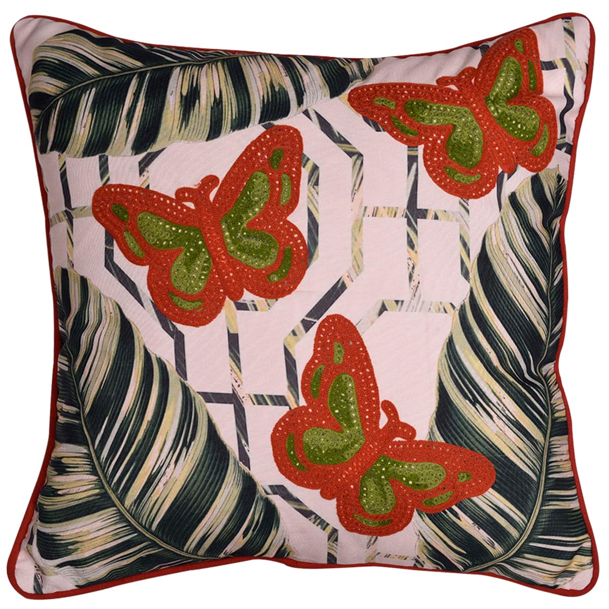 Butterfly printed design throw pillow cover from LD2018056, featuring vibrant butterfly patterns on soft fabric.