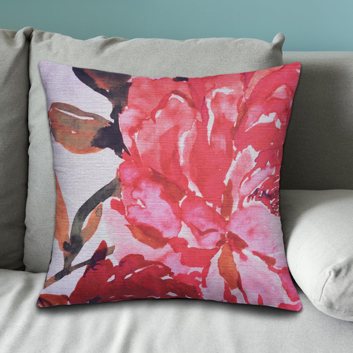 Floral printed design throw pillow cover from LDA201803, showcasing vibrant floral pattern on soft cushion cover.