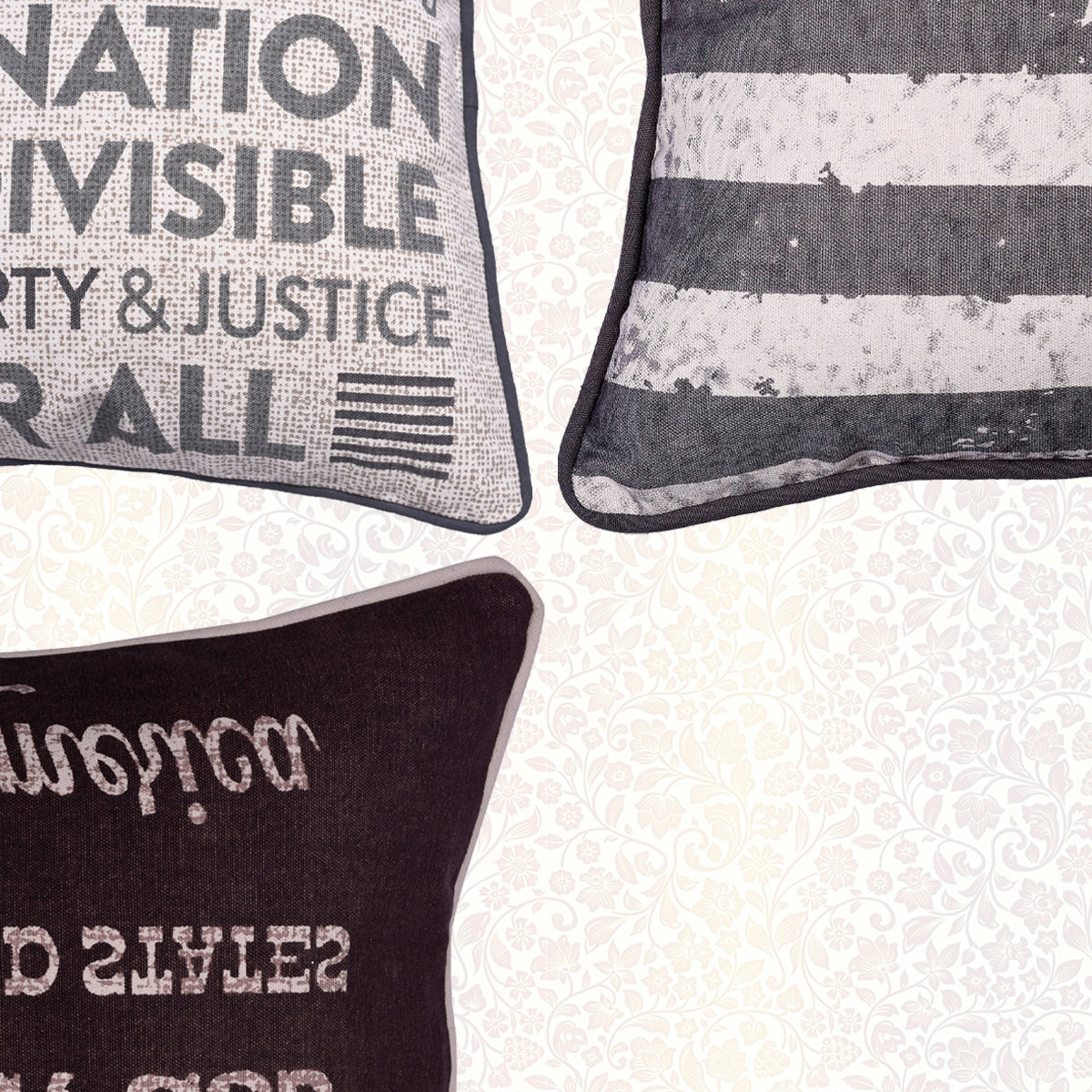 Patriotic Design Printed Throw Pillow Cover - Set of 3, 18 x 18 Inches - Decozen