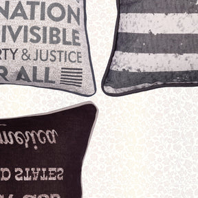 Patriotic Design Printed Throw Pillow Cover - Set of 3, 18 x 18 Inches - Decozen