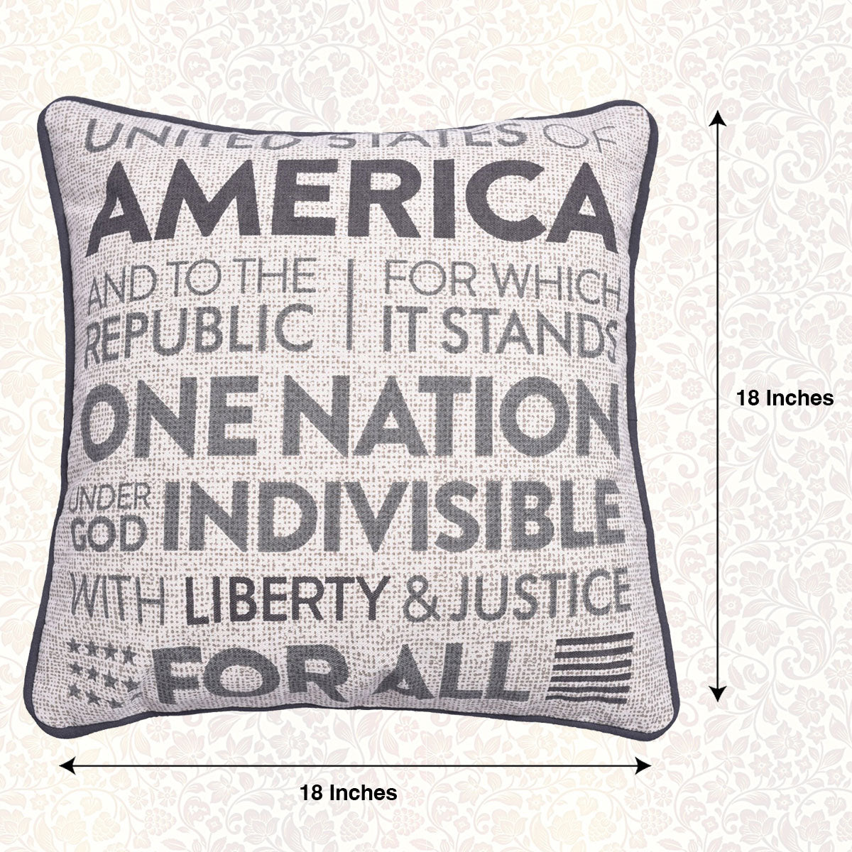 Patriotic Design Printed Throw Pillow Cover - Set of 3, 18 x 18 Inches - Decozen