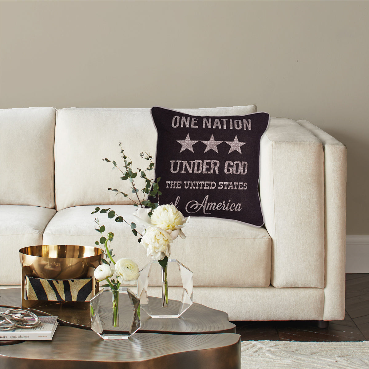 Patriotic Design Printed Throw Pillow Cover - Set of 3, 18 x 18 Inches - Decozen