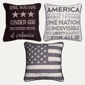 Patriotic Design Printed Throw Pillow Cover - Set of 3, 18 x 18 Inches - Decozen
