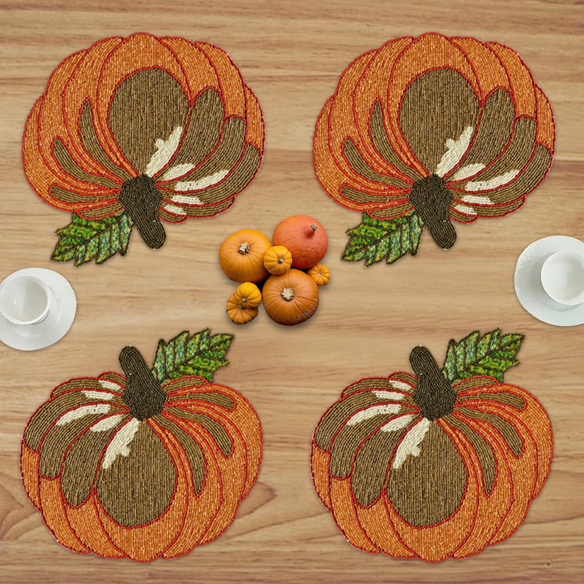 Jadon Ember – Beaded Placemats, The Jadon Autumn Collection Artistic Decorative Dining Table Décor - Decozen