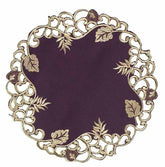 Velvet Plum – Plum Gold Table Doilies, Tarantino Collection Artistic Dining Décor 15 inch - Decozen