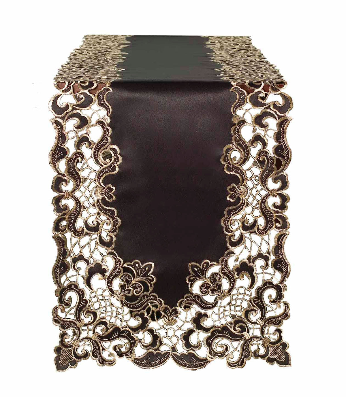 Noir Luxe – Black Gold Table Runner, Granada Collection Modern Decorative Runner 14*108 inch - Decozen