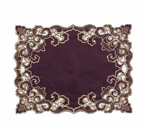 Set of four RIZ-006-PM Amethyst Haze Plum Gold Table Placemats from Granada Collection, 12x18 inch, artistic dining décor.