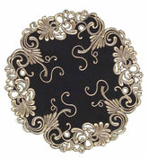 Golden Night – Black Gold Table Doilies, Chantelle Collection Decorative Home Accent 15 inch - Decozen
