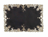 Set of four black and gold table placemats from RIZ-008-PM Chantelle Collection, elegant and stylish for dining tables.