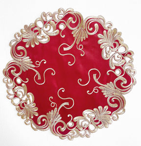 Burgundy Charm – Burgundy Gold Table Doilies, Chantelle Collection Artistic Table Décor 15 inch - Decozen