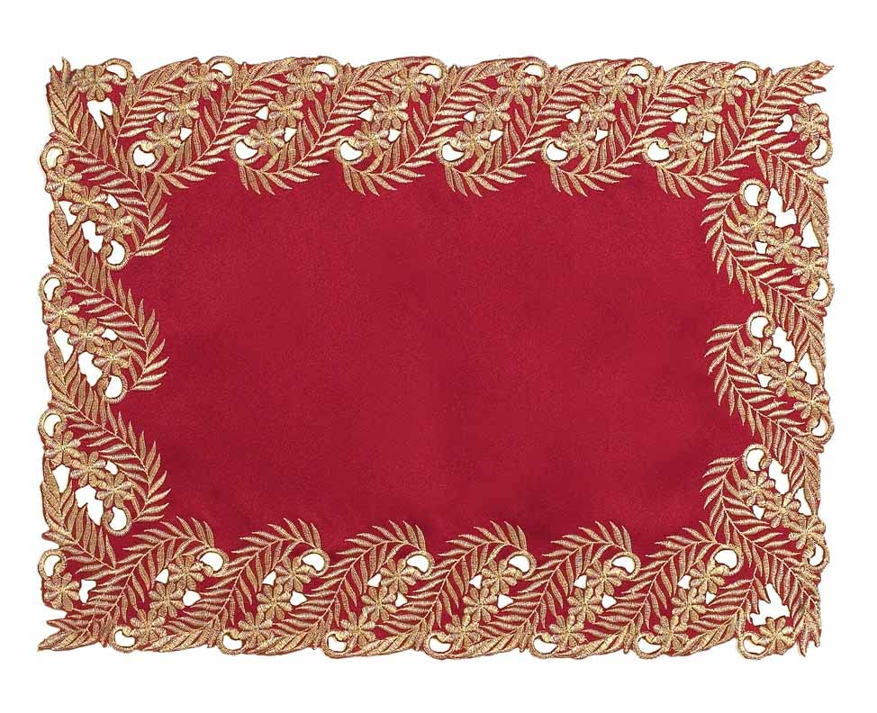 Wine Grace – Burgundy Gold Table Placemats, Anyce Collection Modern Dining Décor 12*18 inch - Decozen