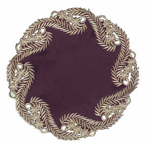 Violet Dream – Plum Gold Table Doilies, Anyce Collection Artistic Home Table Décor 15 inch - Decozen