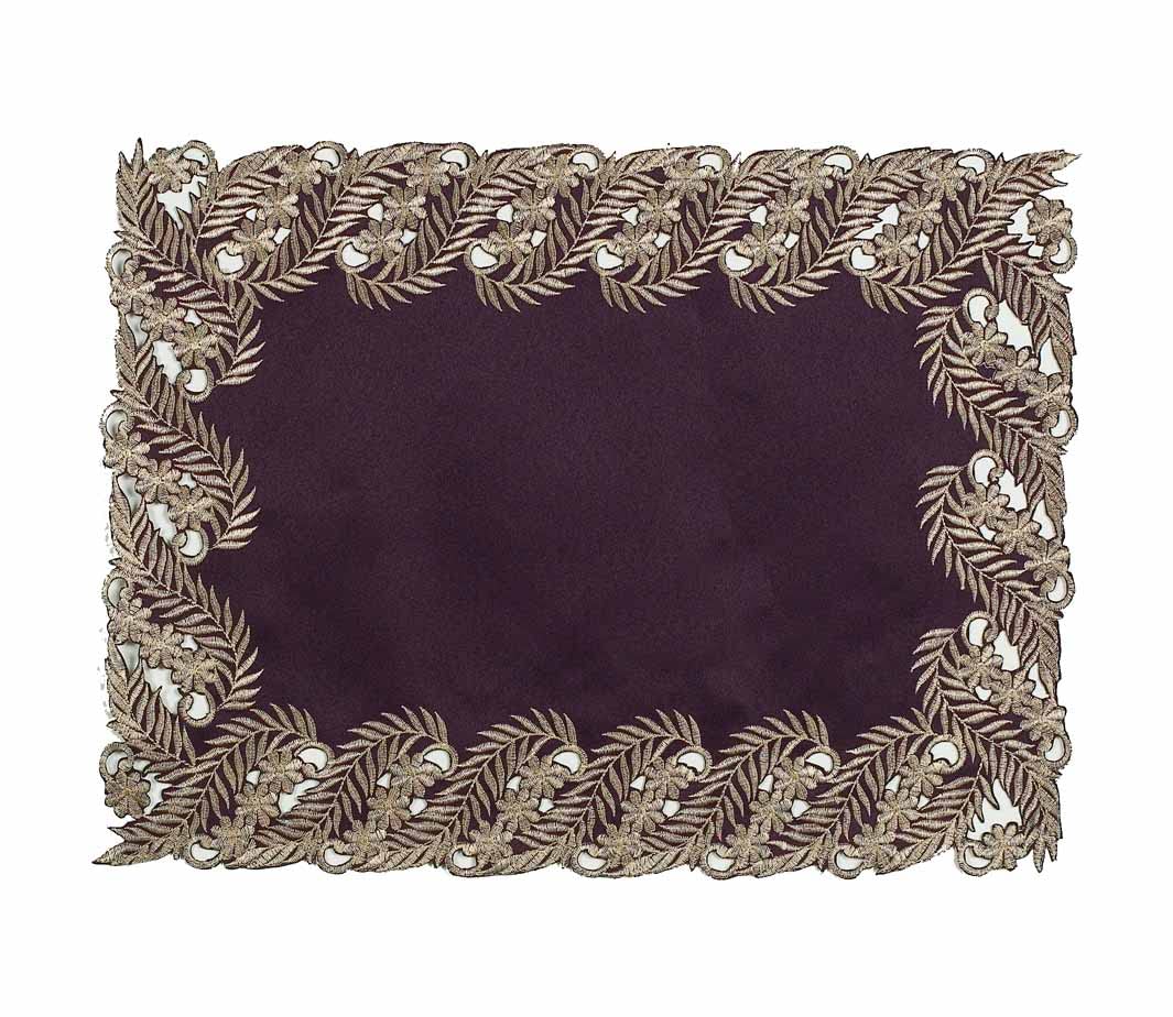 Violet Dream – Plum Gold Table Placemats, Anyce Collection Artistic Dining Décor 12*18 inch - Decozen