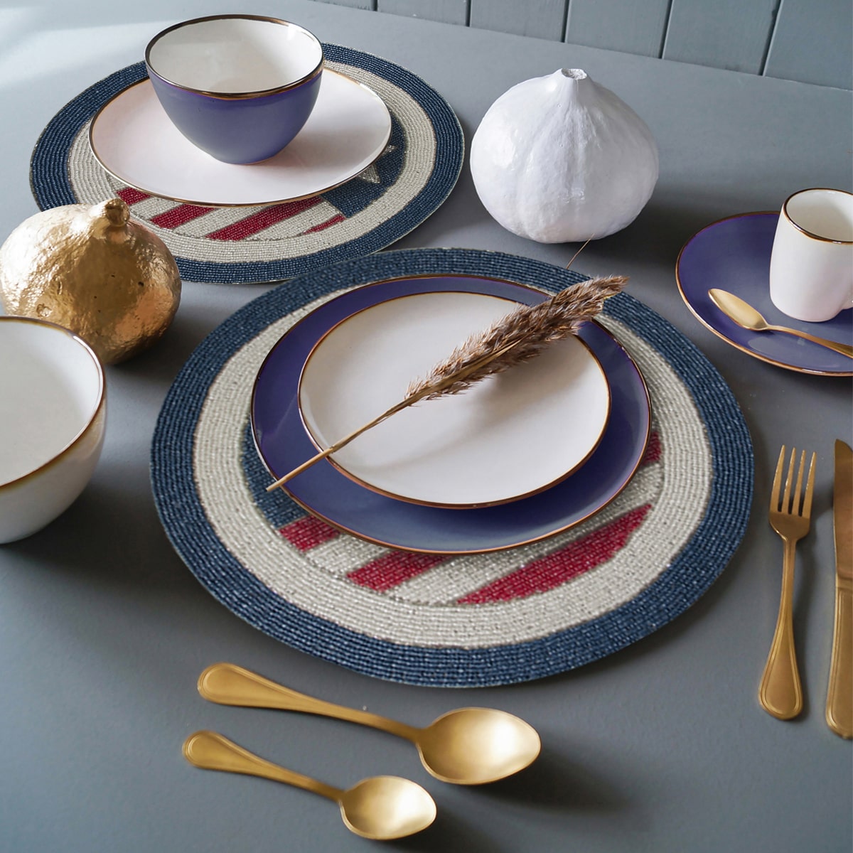 USA Flag Round Beaded Placemats - Decozen