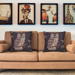 Owl Printed Design Throw Pillow Covers - Decozen
